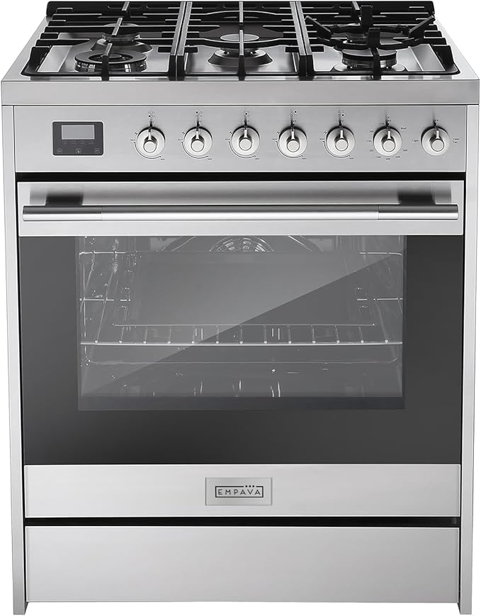 Empava Freestanding & Slide-In Gas Range, 5.0 Cu. Ft, Single Oven with 5 Sealed High-Low Burners & Touch Timer, Heavy Duty...