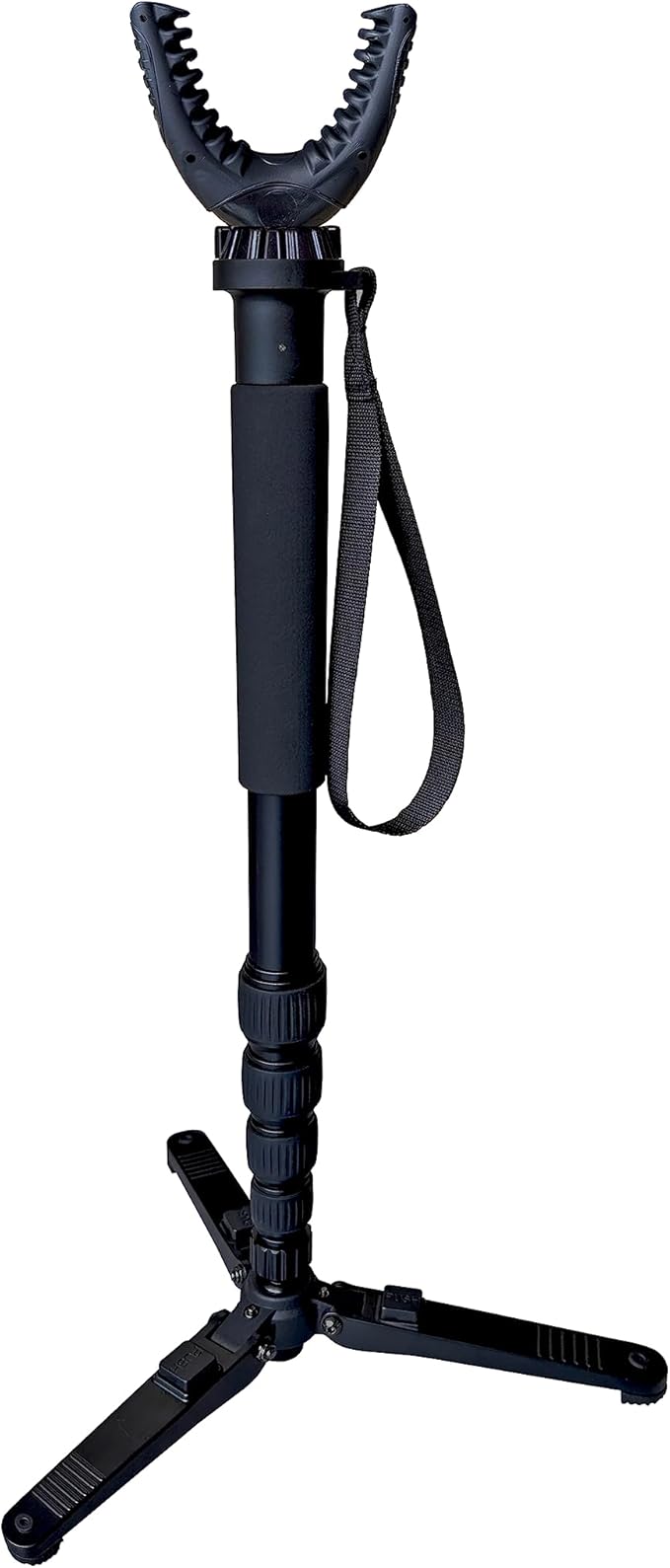 AUSCAMOTEK Rifle Shooting Stick with Tri-Stand Base – Lightweight Aluminum Shotgun Monopod Rest with 360° Swivel Yoke, Adjustable 22"–66", Foldable & Portable Shooting Support
