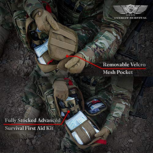 Everlit Survival Upgraded Survival First Aid Kit Emergency Gear Trauma Kit with 1000D Nylon Laser Cut Tactical EMT Pouch f...