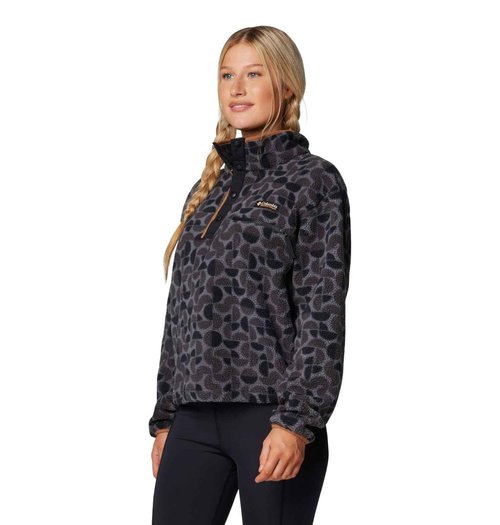 Columbia Women's Helvetia II Printed Cropped Half Snap, Black Retroscape, XX-Large