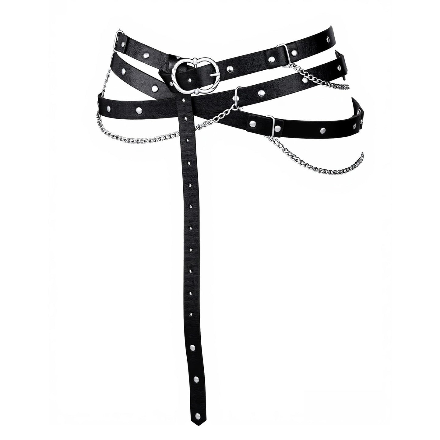 TobWeaL Medieval DIY Pirate Belt, Metal Chain Adjustable Leather, Retro Renaissance Belts for Women Dresses (black, a)