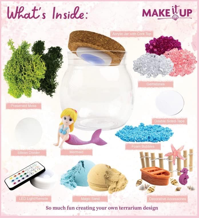 Mermaid DIY Terrarium Night Light Kit - Crafts for Kids Age 4-12