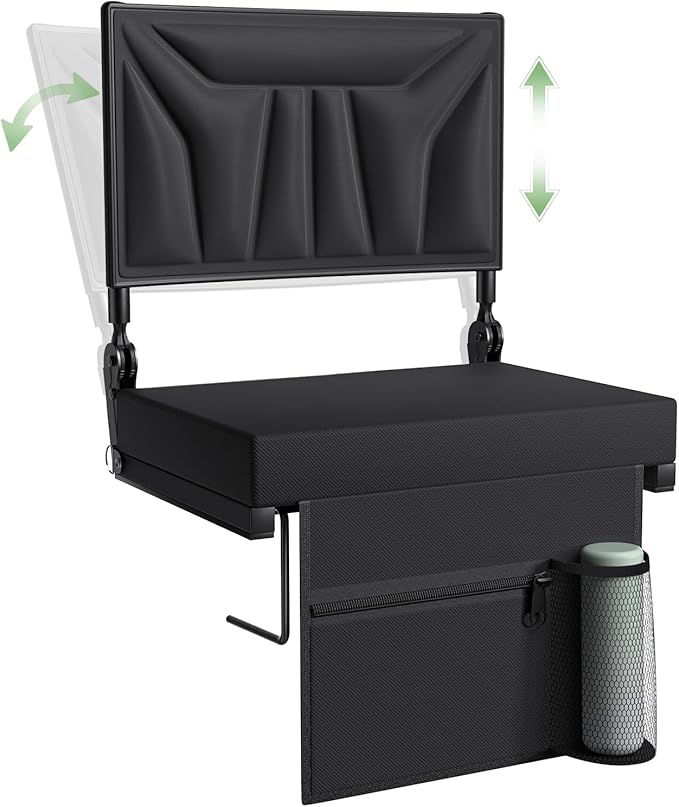 Jocoevol Stadium Seats with Back Support and Cushion, Portable Folding Comfort Bleacher Seats w/Shoulder Strap & Carry Handle for Sports Events Concerts Outdoor