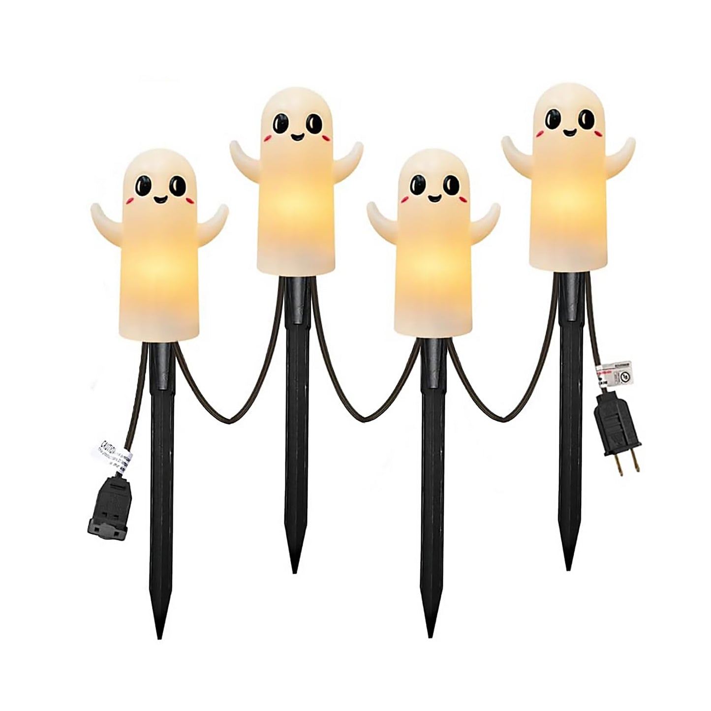 CHYParty Halloween Ghost Pathway Lights Outdoor, C7 Pathway Lights, 7 FT White Ghost Lights Connectable Pathway Lights for Walkway Driveway Yard Garden Lawn Sidewalk Party Decorations
