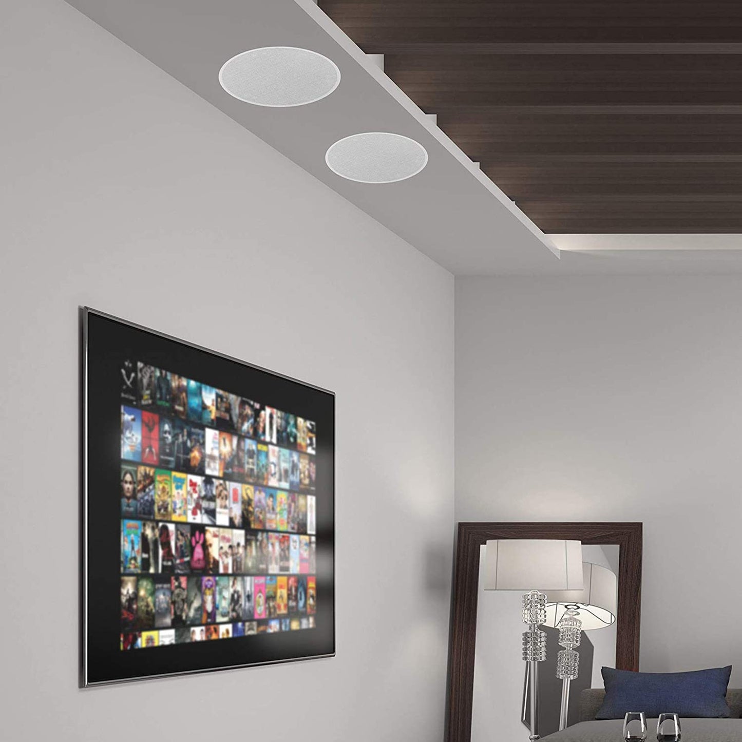 Pyle 6.5    Ceiling Speaker Set - 2-Way Full Range Speaker (Pair) Built-In Electronic Crossover Network In-Ceiling Mount Design