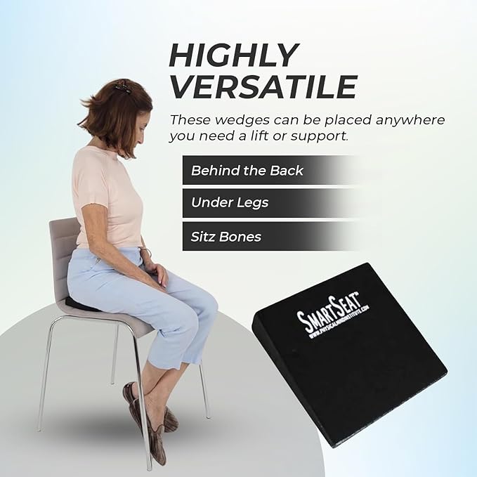 Small Foam Wedges for Back, Knee & Sit Bone Support Posture Correction Pain Relief and Comfort Ideal for Office Chairs, Home Seating, Yoga, Meditation and Pilates Practice, Pack of 2