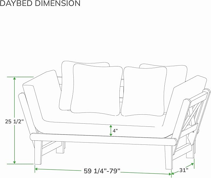 Cambridge Casual West Lake Mahogany Outdoor Convertible Sofa Daybed, Weathered Gray/Gray Cushion
