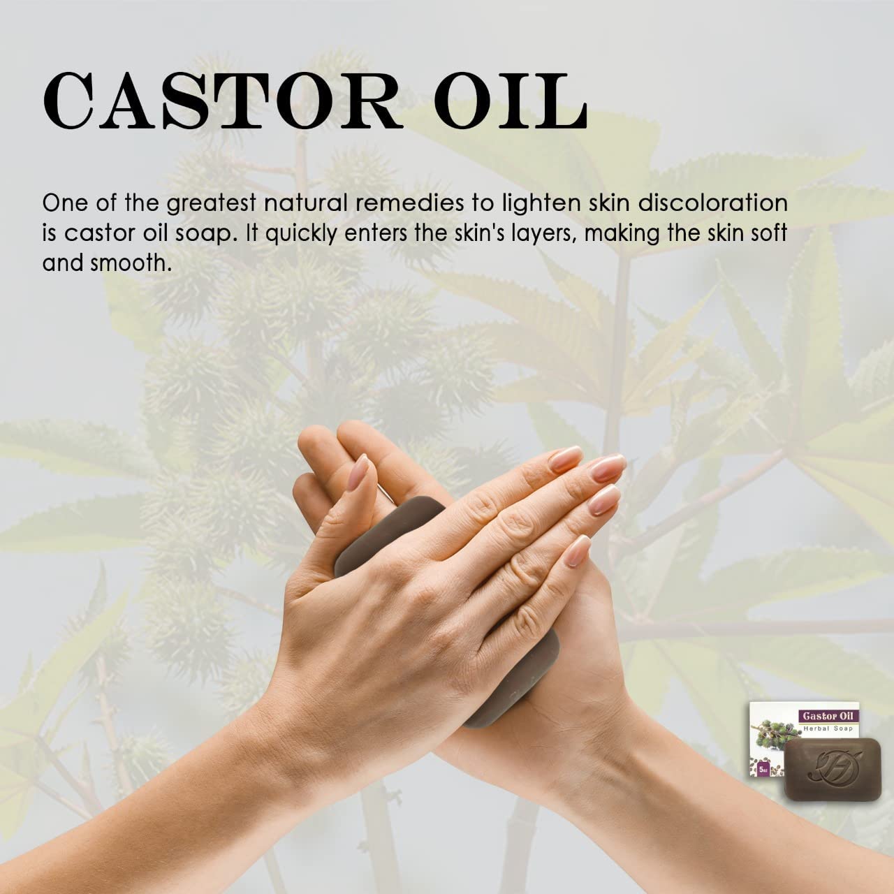 HERBOGANIC Castor Oil Herbal Soap | 3 Pack Natural Bar Soap for Face and Body | Nourishing and Rejuvenating | Infused with Casto