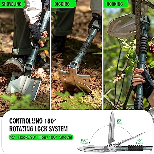 ZENHOSIT Survival Shovel with Camping Axe: Multifunctional Tactical Gear for Outdoor Adventure - 180 Degree Folding Campin...