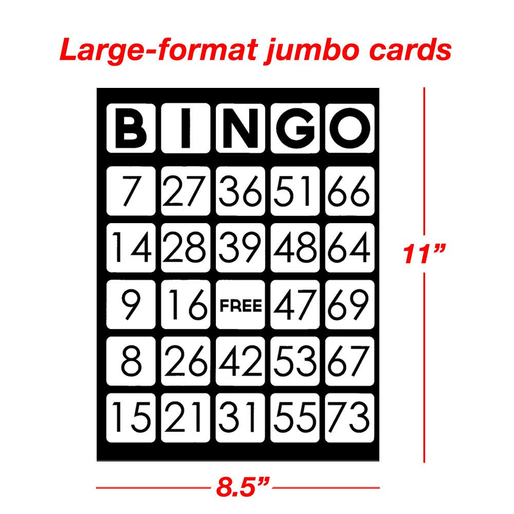 Royal Bingo Supplies EZ Readers Large-Format 8.5" x 11" Bingo Cards with Jumbo 1-inch Numbers (Pack of 50)