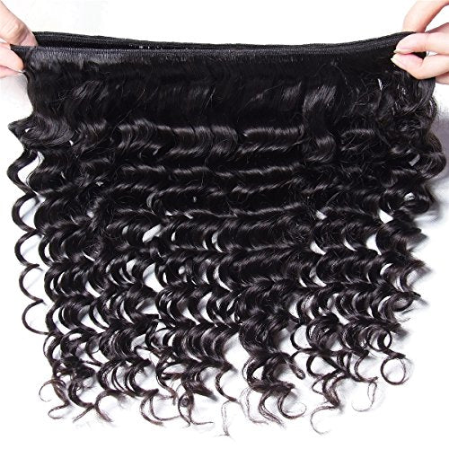 UNICE Deep Wave Human Hair Weave 1 Bundle 24 inch Unprocessed Brazilian Virgin Human Hair Sew in Extensions Natural Color Can be Dyed and Bleaced