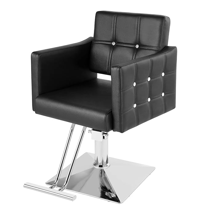 Black Salon Chair for Hair Stylist, Hydraulic Barber Chair for Home/Barbershop, All-Purpose Beauty Hair Salon Armchair for Women (Black)