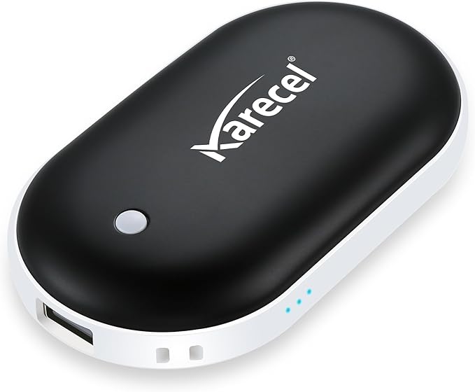 Karecel Rechargeable Hand Warmer, 5200mAh Double-Sided Instant Heating Electric Hand Warmer Power Bank, Up to 11Hrs, USB Portable Handwarmer Pocket Heater, Tech Gifts for Men Women, Winter Essentials