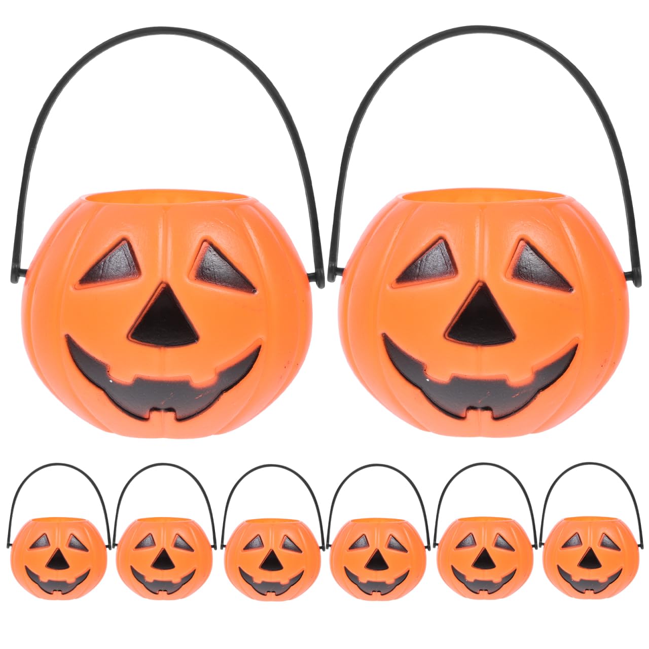Ipetboom Halloween Candy Bucket, 8pcs Small Halloween Pumpkin Bucket Treat Holder Pail Water Containier Party Candle Holder |3.35 x 2.17 x 1.77 inches