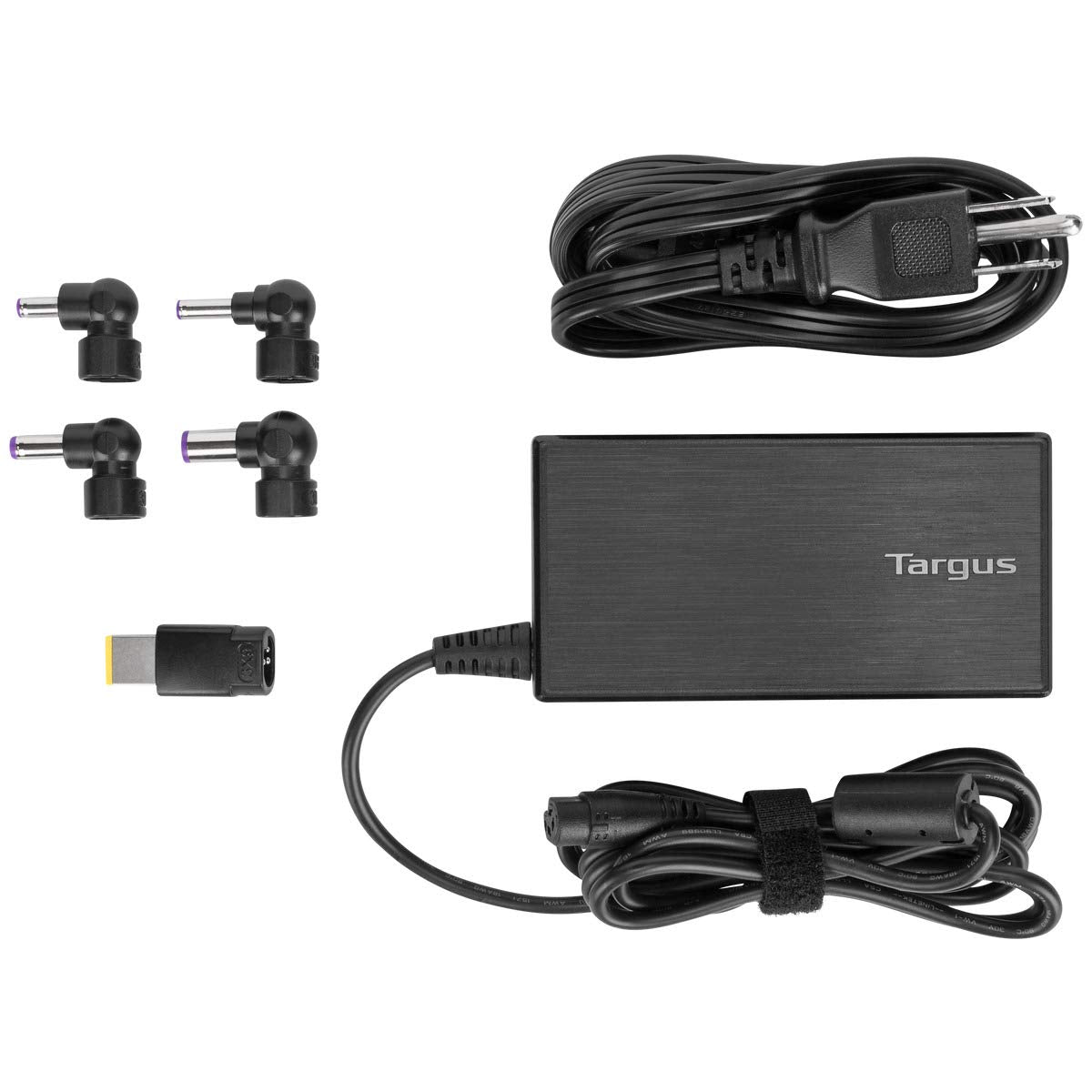 Targus 90W Ac Semi-Slim Universal Laptop Charger With 6-Foot Cable, Includes 5 Power Tips Compatible With Major Brands: Acer, As