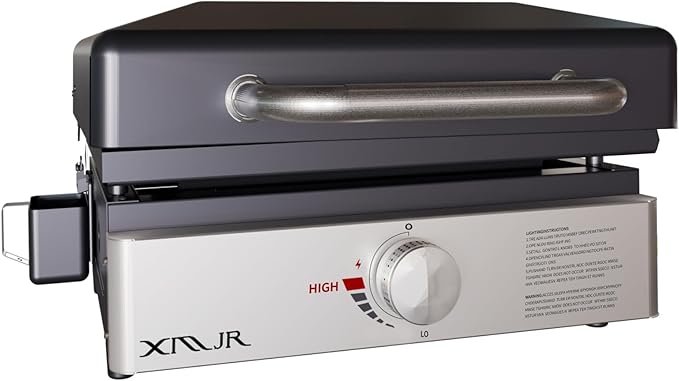 XMJR Tabletop Griddle 18 inch,Portable Propane Grill With Cover for Outdoor Backyard Camping Cooking,Small Gas Grill Propa...