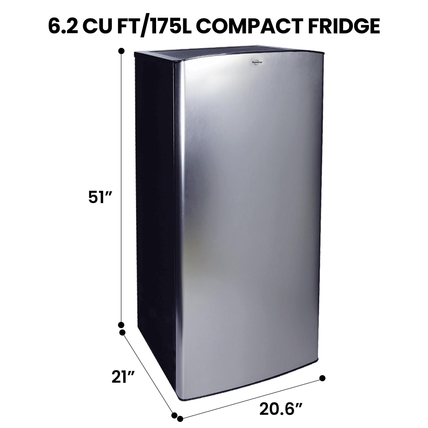 Koolatron Refrigerator - 6.2 Cubic Feet Capacity, White Mini Fridge With Freezer For Kitchen, Bedroom, office, Dorms, Cool Storage For Wine, Beverages, Compact Free Standing, Neveras Pequeñpara