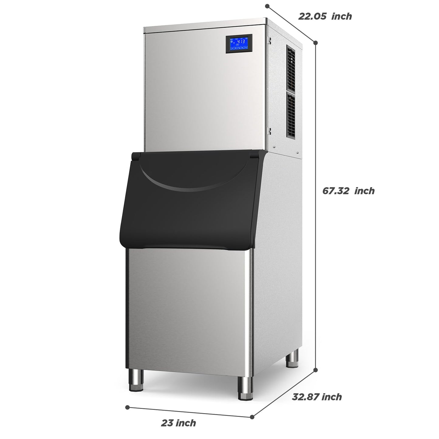 Commercial Ice Maker Machine 425Lbs/24H with 400LBS Large Storage Bin Ice Ready in Air Cooled Clear Cube Ice for Bar Business Cafe (425Lbs/24H)