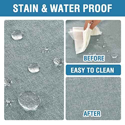 H.VERSAILTEX Linen Textured Tablecloth 60 x 60 Waterproof Decorative Table Cloth Spill-Proof Linen Look Cover for Party Table Extra Soft and Thick Fabric Wrinkle Free, Heather Aqua Gray