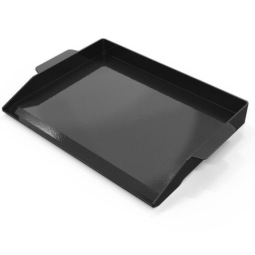 Onlyfire Universal Enamelled Cast Iron Cooking Griddle, Nonstick Coating Griddle Flat Top Grill Plate with extra high sidewalls for All Gas Grills and 4 Burner Range Oven, 23" x 16"