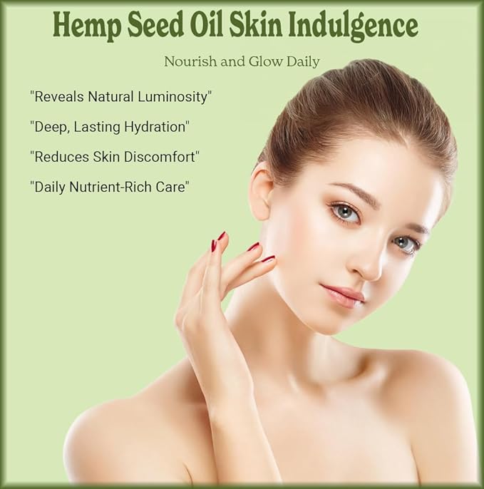 Natural Born Oils Hemp Seed Oil, 2oz, Organic, Cold-Pressed, Rich in Omega Fatty Acids, Ideal for Skin Hydration, Hair Growth
