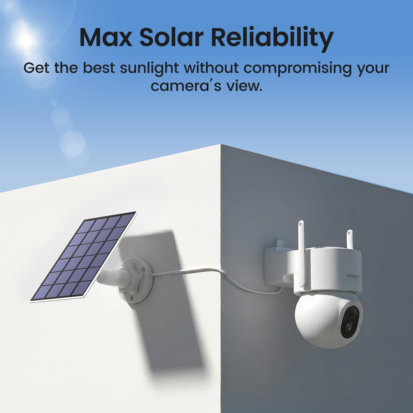 aosu SolarCam D1 Max 4-Cam Kit, 4K Solar Security Cameras Outdoor Wireless, 360° Pan & Tilt Coverage, Auto Tracking, Color Night Vision, No Subscription Required, Local Storage up to 1TB