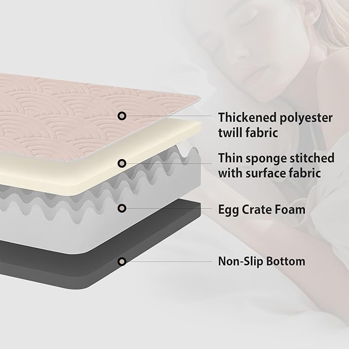 Zelladorra Japanese Floor Mattress, Quilted Futon Mattress with Anti-Slip Bottom, Foldable Floor Bed with Storage Bag and Straps, (Beige, Full)