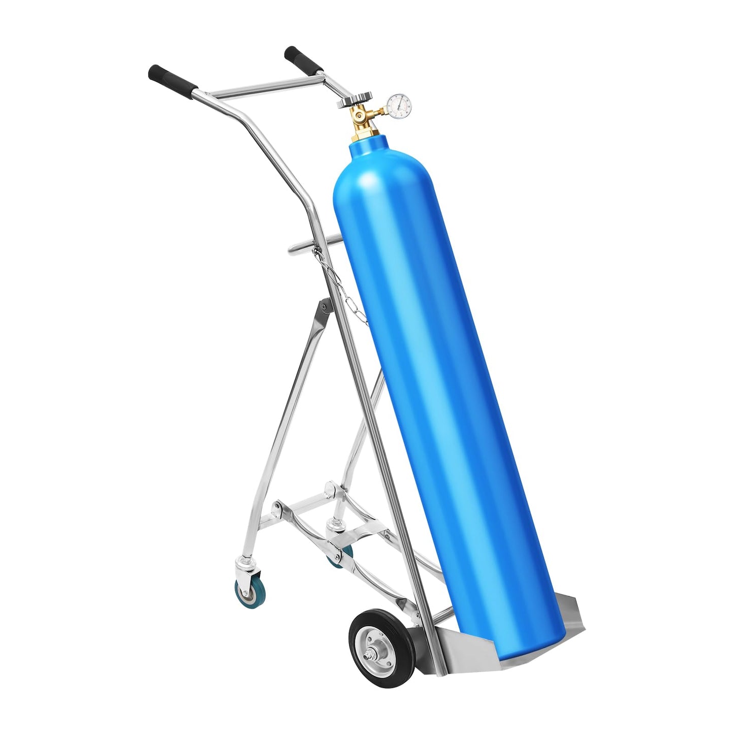 LyeXD Oxygen Tank Cart Dolly with Handles, Stainless Steel Gas Cylinder Cart Trolley Truck with Wheels, Multi Function Handcart for Hospitals, Clinics