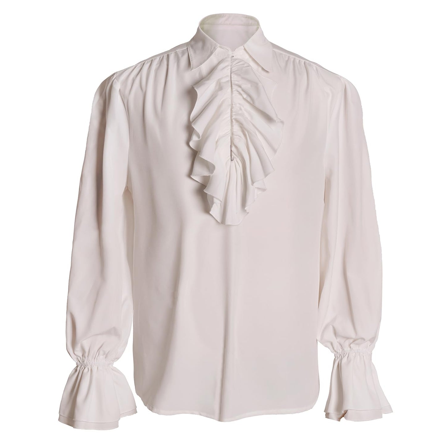 Mens Pirate Shirt Vintage Long Sleeve Blouse Renaissance Ruffled Tops (Z3241, S)