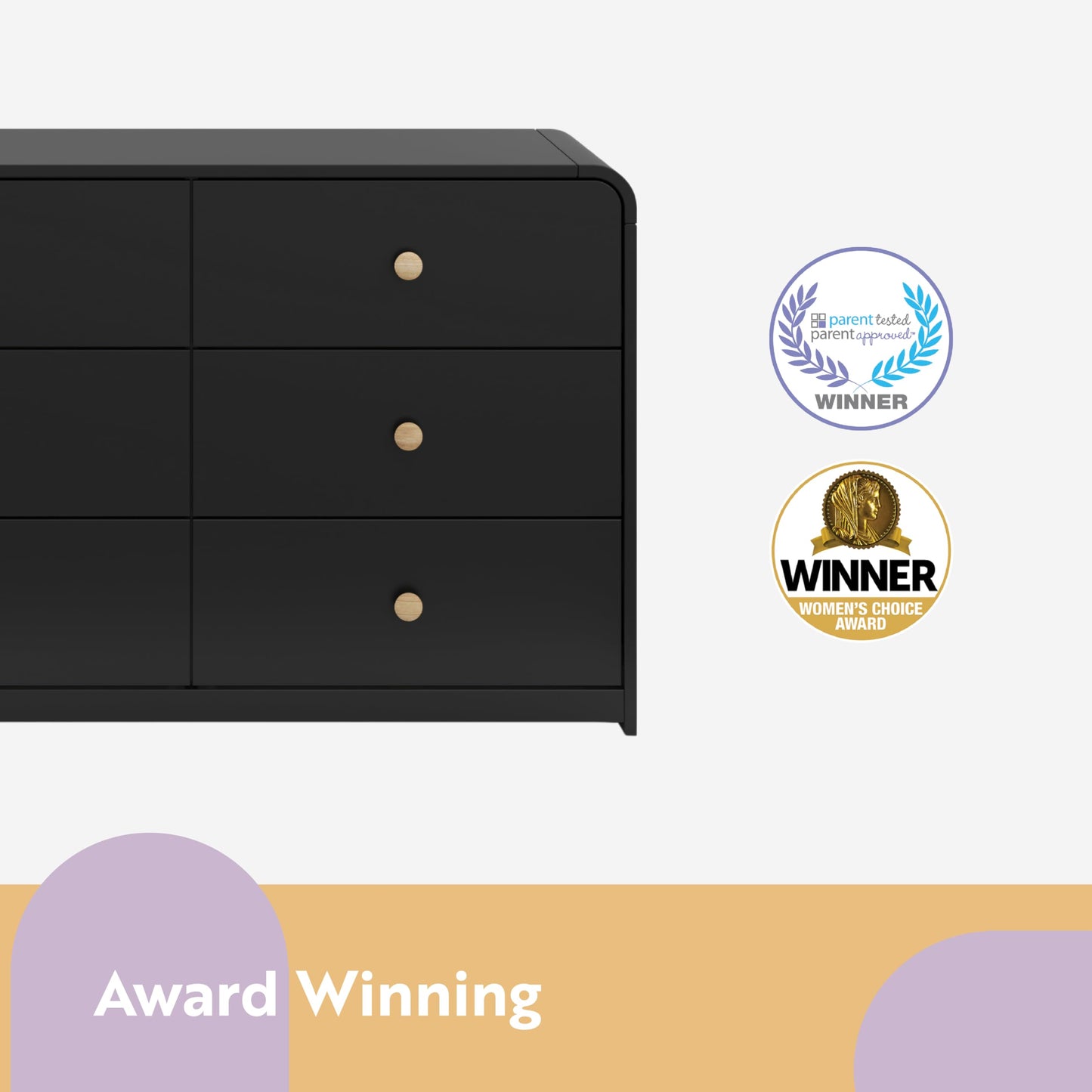 STORKCRAFT Santos 6 Drawer Bedroom Dresser (Black & Natural) – GREENGUARD Gold Certified Dresser for Kids Bedroom with Interlocking Drawer System