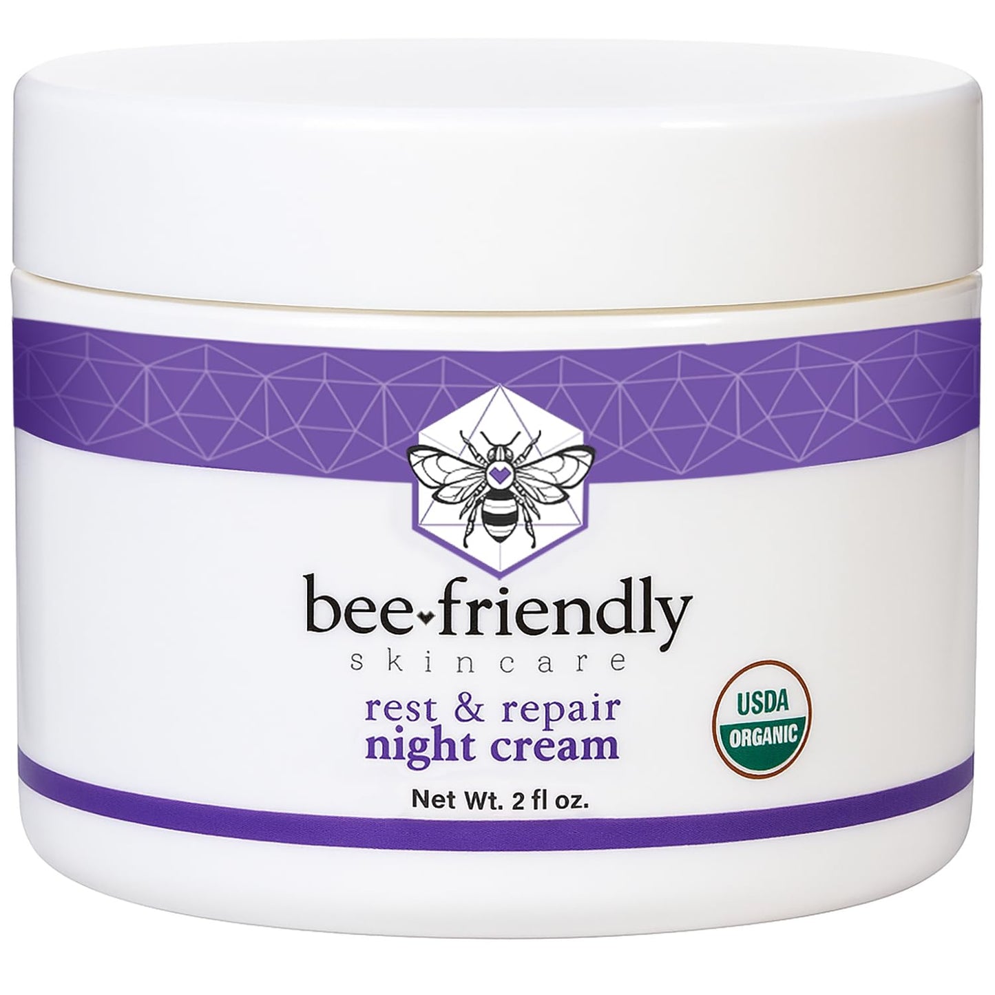 BeeFriendly Organic Night Cream, USDA Certified Organic, Deep Hydrating & Moisturizing Night Time Eye, Face, Neck & Decollete Cr
