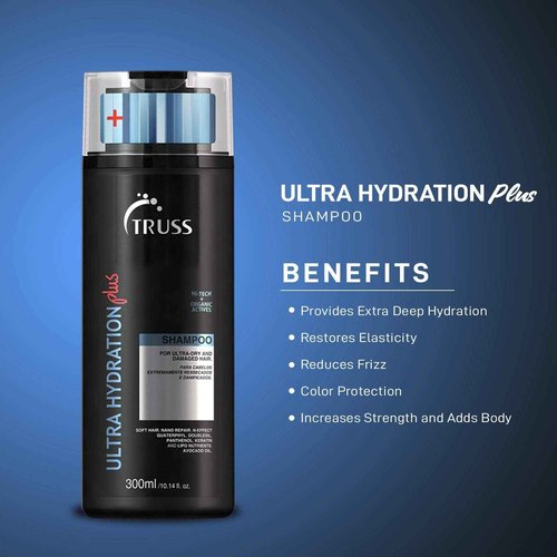 TRUSS Shock Repair Hair Treatment 4 Week Supply Bundle with Ultra Hydration Plus Shampoo for Dry Hair