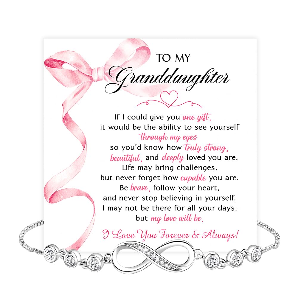 To My Granddaughter Bracelet From Grandma Grandmother or Grandpa Grandfather With Heartfelt Message & Box, Jewelry Gift For Granddaughter From Grandparents On Graduation, Birthday, Wedding, Christmas