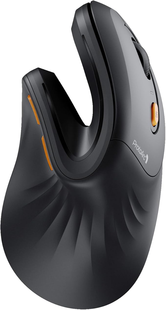 ProtoArc Ergonomic Mouse, EM11 NL Bluetooth Rechargeable Wireless Vertical Mouse, 3 Multi-Device Connectivity for Compute...