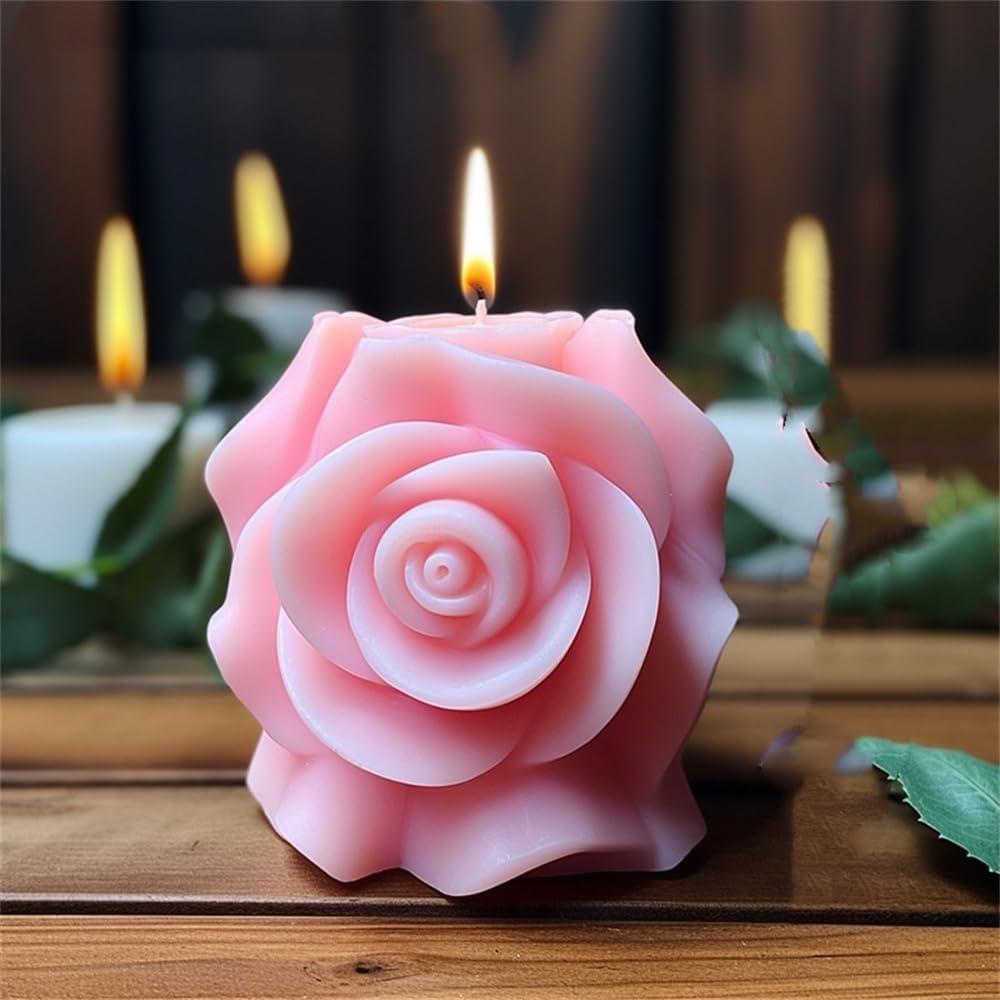 Rose Pillar Candle Silicone Mold Handmade Valentine's Day Mother's Day Flower Bouquet Soap Gypsum Resin Molds Wedding Decor Crafts Gifts (1)