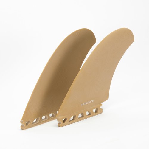 nanazero Fiberglass Mid Length Twin fin Single tab 5.3" Light Brown - Surfboard fins