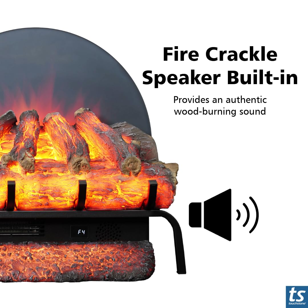 Touchstone BurnBrite 22" Free Standing Electric Fireplace Log Set, Fireplace Insert, 750W/1500W Heater, 3 Flame-10 Ember Colors, Crackling Sound, Alexa-WiFi Enabled, Remote Control