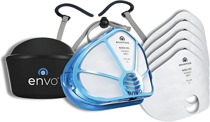Envo Mask N95 Reusable Respirator Kit with Exhalation Valve featuring AIRgel Cushion Technology for Secure All Day Comfort