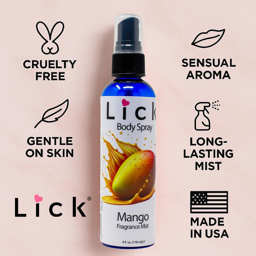 LICK Mango Scented Body Spray - Juicy Tropical Fragrance Mist - 4 fl oz