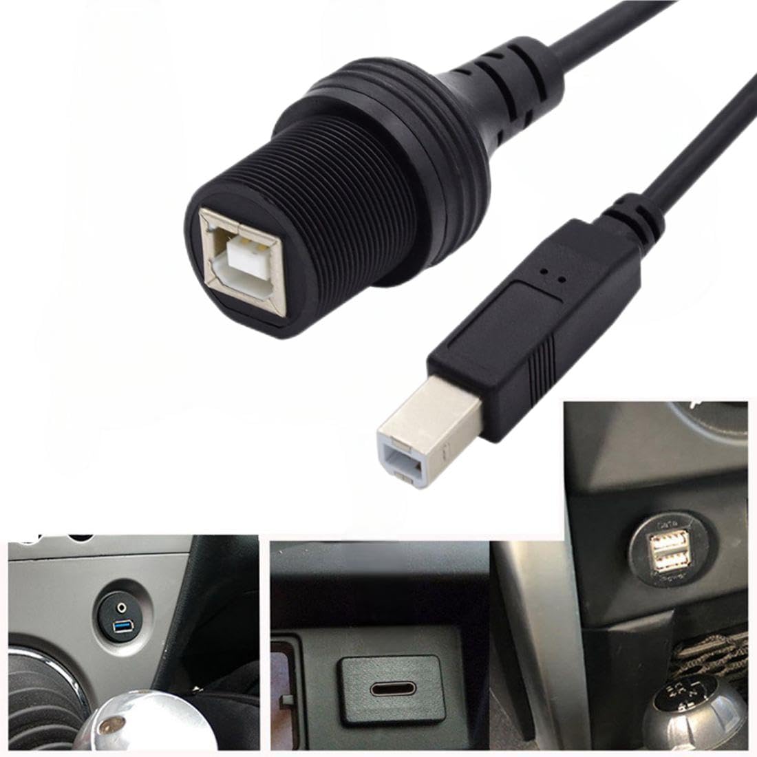 Chenyang Usb 2.0 Type B Printer Scanner Flush Mount Male To Female Extension Cable For Car Dashboard Panel Mount Waterproof Dust