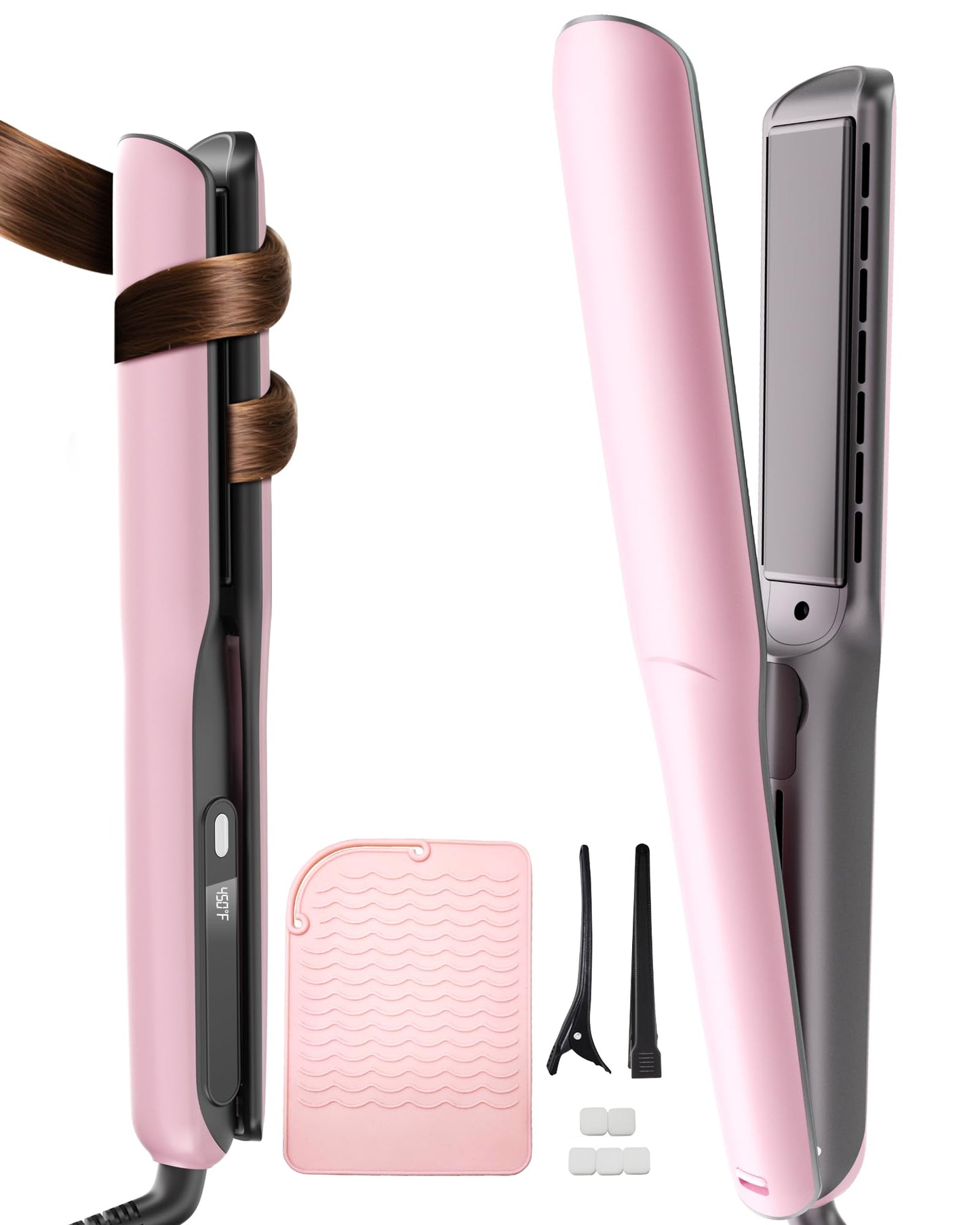 Betahouse Flat Iron Hair Straightener Airflow Curling Iron, Hair Straightener and Curler 2 in 1, 1 Inch Ionic Curling Wand with
