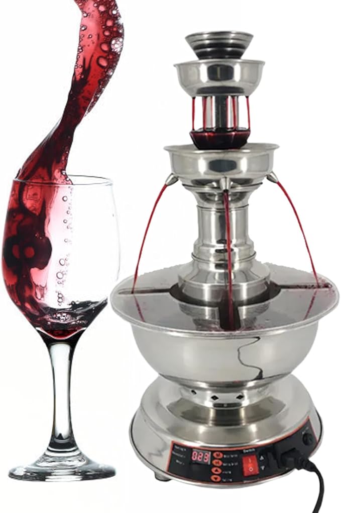 HCAUYNN Parties Drink Fountains, Large Capacity Wine Fountain Machine 120W, 3-Tier Stainless Steel Commercial Beverage Dis...