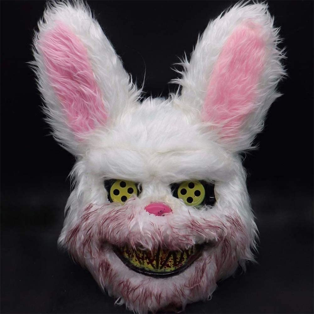 BESSEEK Bloody Plush Rabbit Bunny Head Mask - Perfect for Scary Halloween Cosplay, Parties & Teens