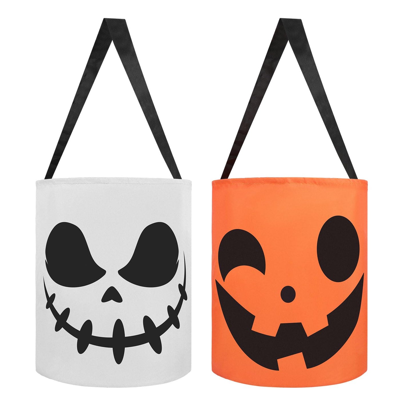 CCINEE 2Pcs Light Up Halloween Trick Or Treat Bucket, Kids Candy Bags for Halloween Party Favors LED Glow in The Dark Goodie Bags for Trick Or Treat Candy Gifts