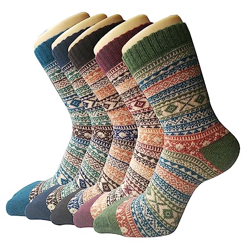 Senker Fashion Wool Socks for Women, Crew Boot Warm Sock for Hiking Trekking Work Outdoor Winter Gifts for Women Mom Her