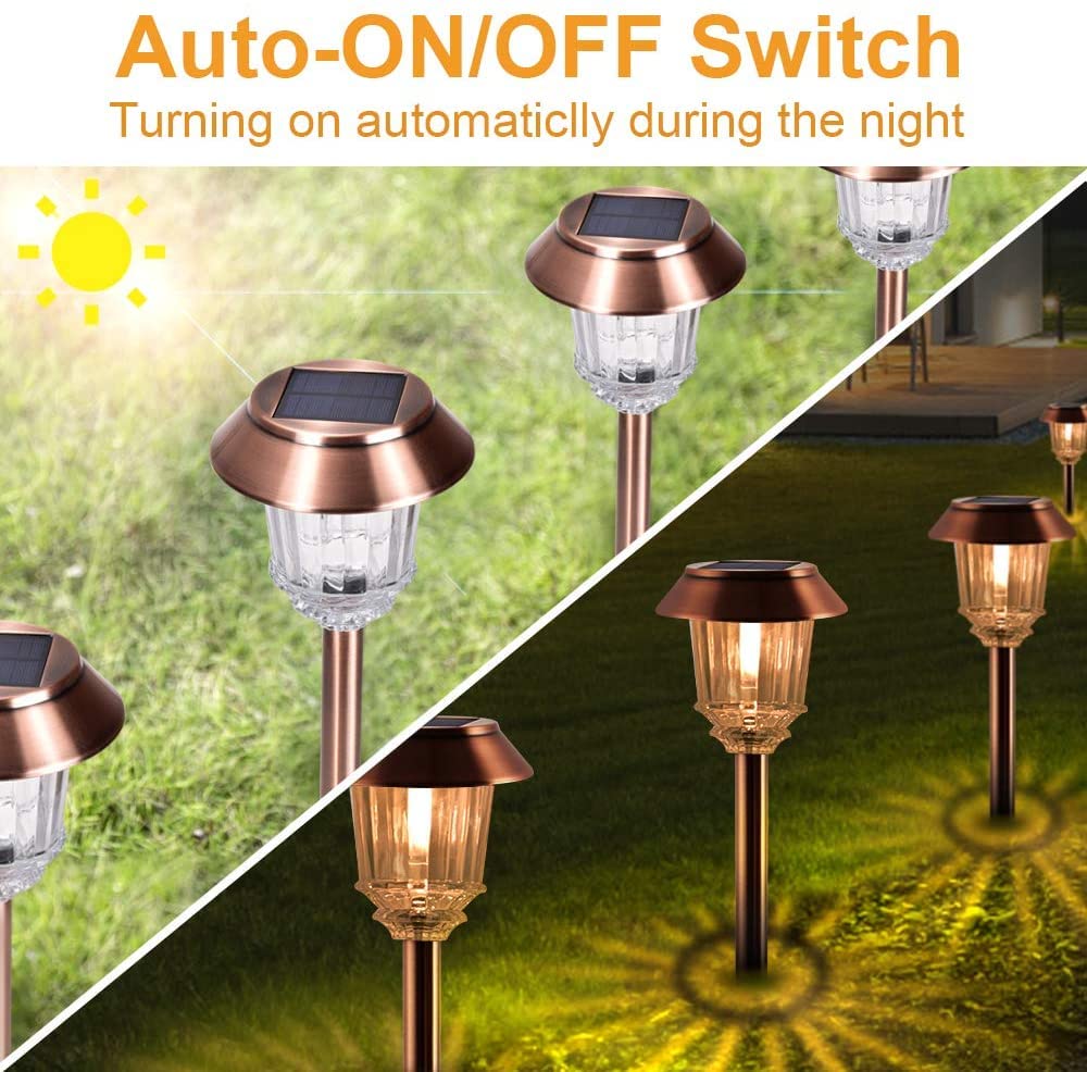 XMCOSY+ Solar Pathway Lights Outdoor - 6 Pack Solar Garden Lights, 10-40 LM Dimmable Solar Lights Outdoor Waterproof Auto On/Off IP 65 Solar Powered Landscape Lighting for Patio Walkway Driveway