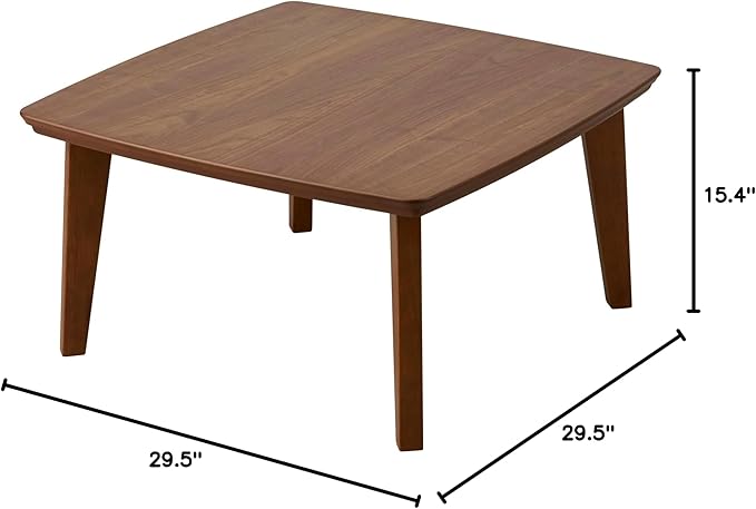 KEN JAPAN US-KLY Kotatsu Heater Table Low-Lying Dining and Work Desk (Square W29.5 xD29.5 xH15.4 Inchies, Brown)