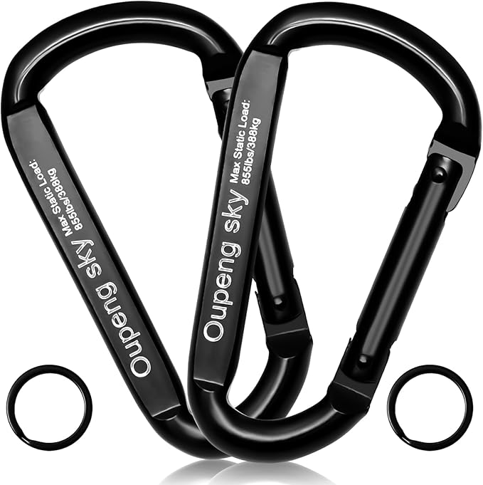 Carabiner Clip, 855lbs,3" Iron Heavy Duty Caribeaners for Hammocks, Camping Accessories,Hiking,Keychains,Outdoors and Gym ...