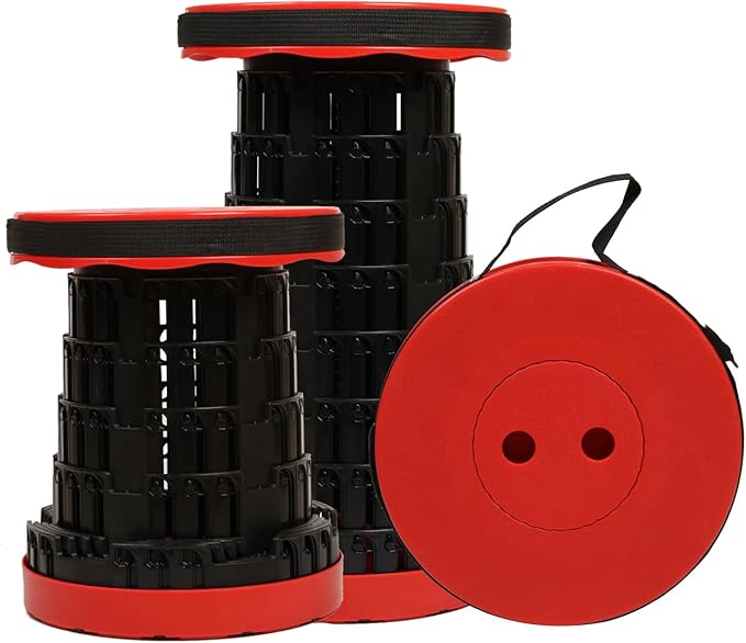 JAEMEYEM 2025 Collapsible Stool Chair, Upgraded Folding Stool for Adults Lightweight, Sturdy, Adjustable, Portable, Foldable Seat Sturdy Stools for Outdoor Camping Fishing Hiking Gardening BBQ