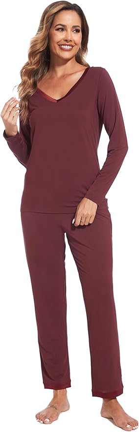 GYS Viscose from Bamboo Women's Pajama Sets Super Soft Long Sleeve Sleepwear Comfy Winter Pjs Sets S-4X